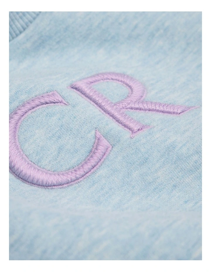 Oversized Australian Cotton Logo Sweat Top in Glacier Marle image 2