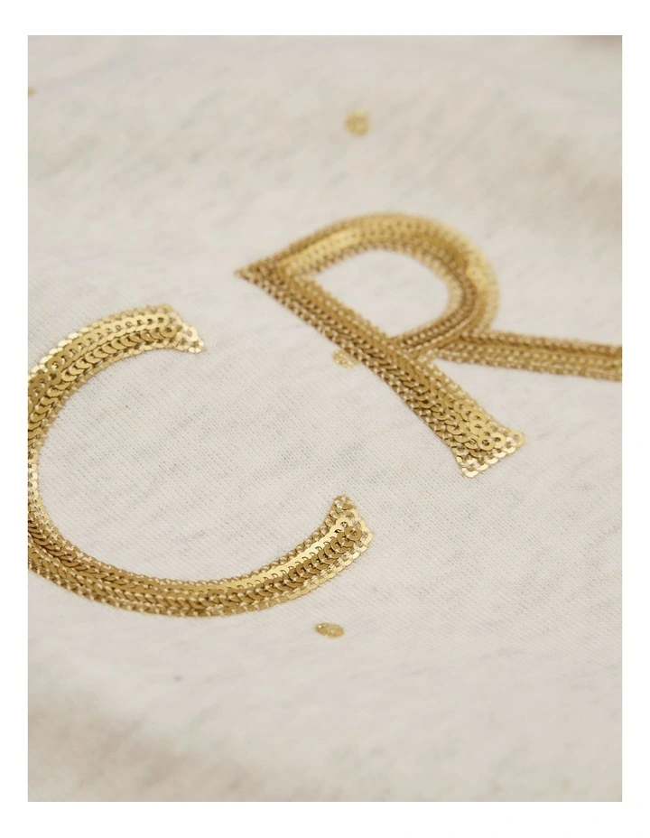 Australian Cotton Logo Frill T-shirt in Oatmeal Spot image 2