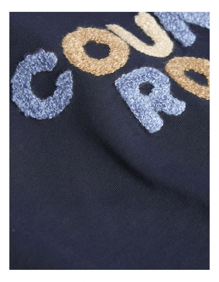 Organically Grown Cotton Boucle Logo T-shirt in Navy image 5