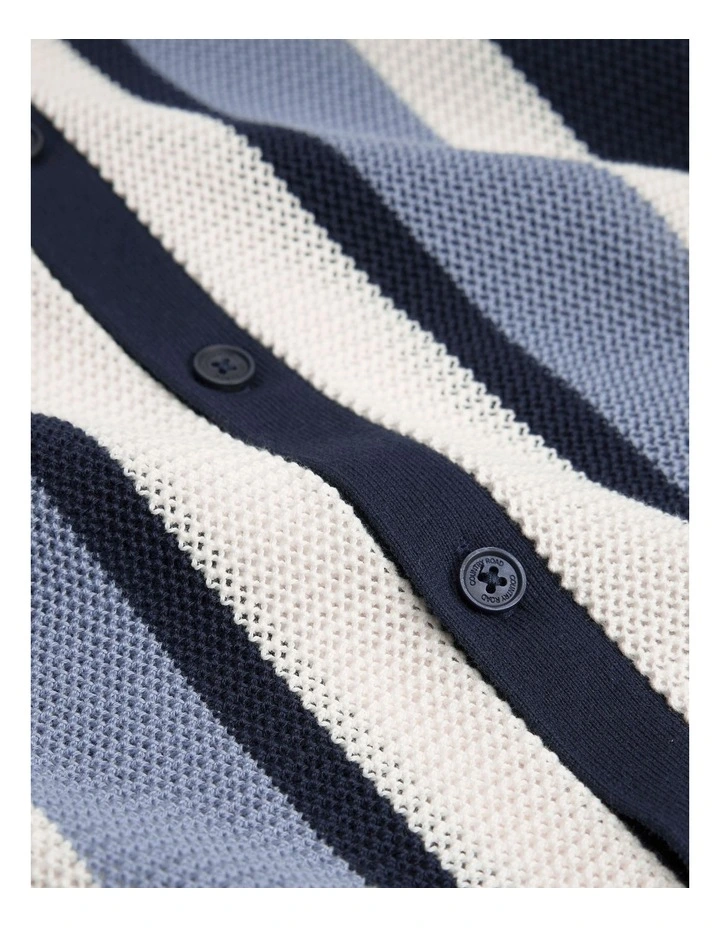 Relaxed Knit Shirt in Slate Blue Stripe image 5