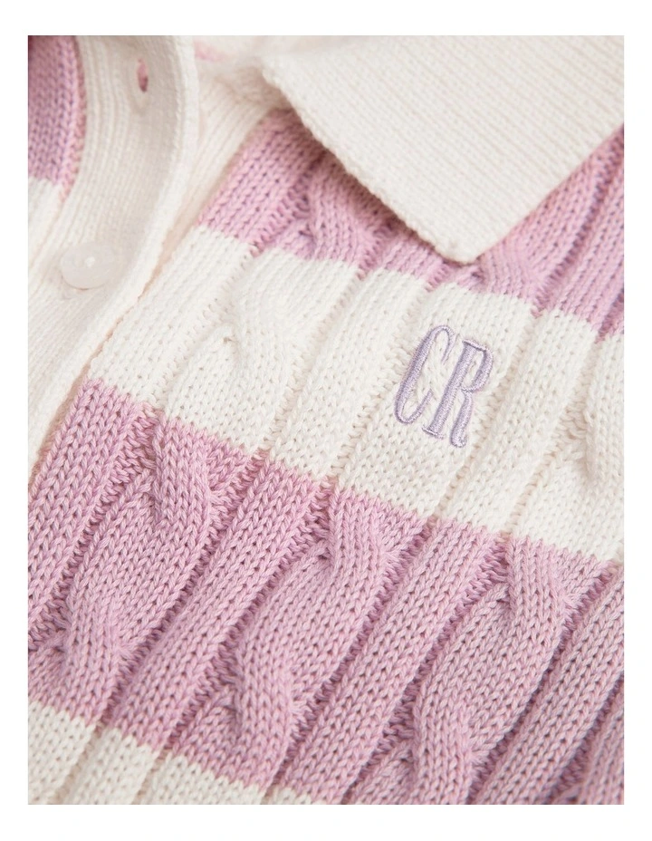 Stripe Polo Knit Dress in Multi Stripe image 5