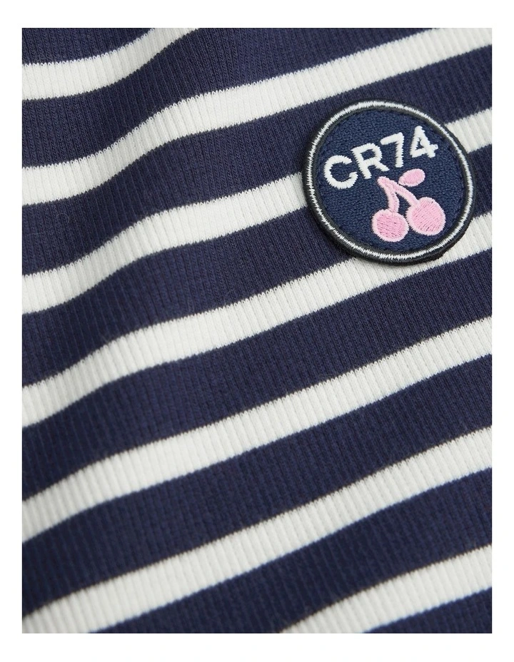 Gathered Rib T-shirt Dress in Navy Stripe image 5