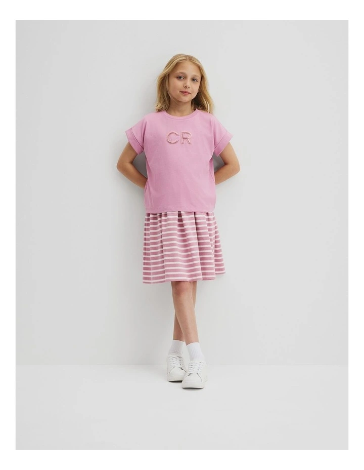 Organically Grown Cotton Cr Sequin Logo T-shirt in Berry image 1