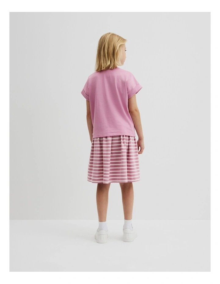 Organically Grown Cotton Cr Sequin Logo T-shirt in Berry image 3