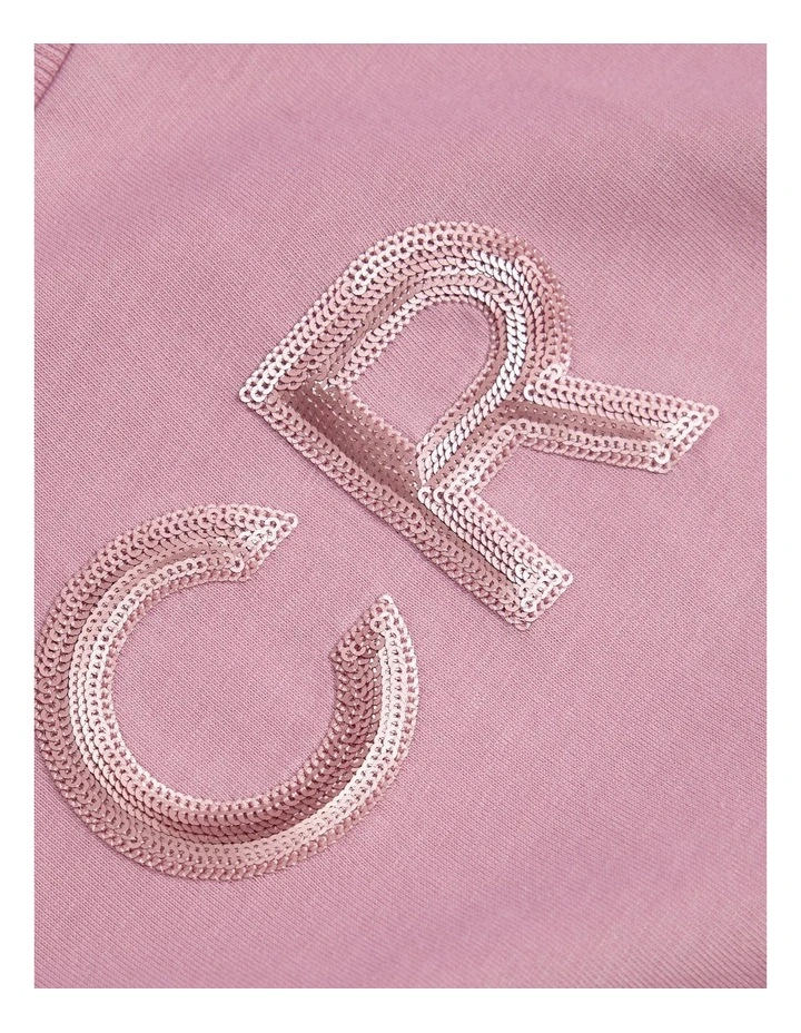 Organically Grown Cotton Cr Sequin Logo T-shirt in Berry image 5