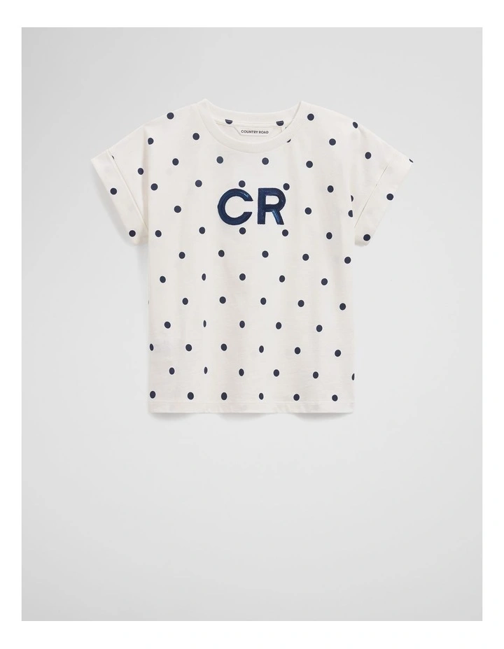 Organically Grown Cotton Cr Sequin Logo T-shirt in Marsh Spot image 4