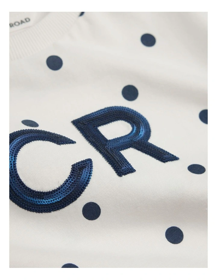 Organically Grown Cotton Cr Sequin Logo T-shirt in Marsh Spot image 5