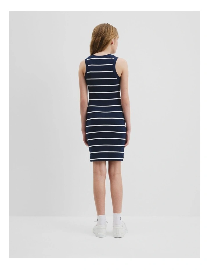 Teen Stripe Rib Tank Dress in Navy image 4