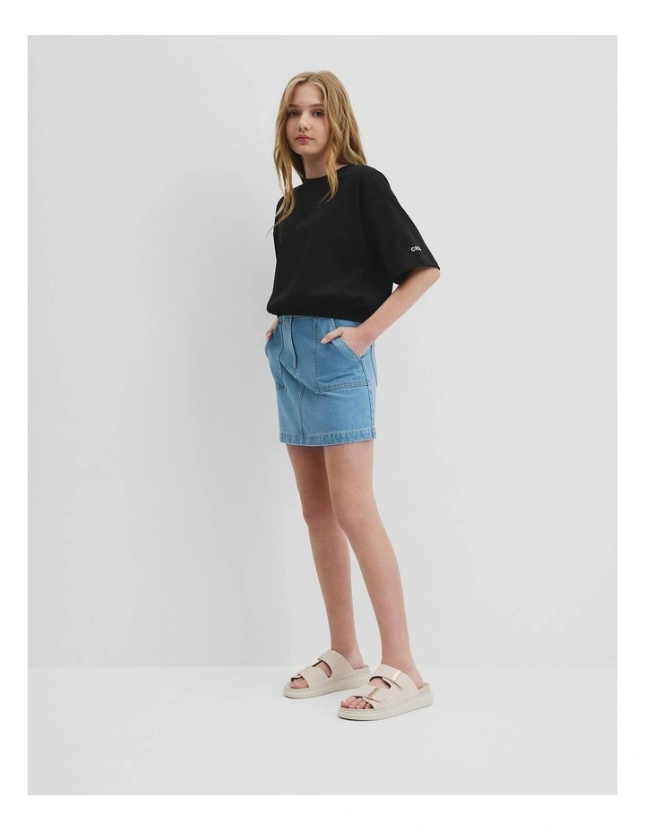 Teen Recycled Cotton Blend Elasticated T-shirt in Black image 1