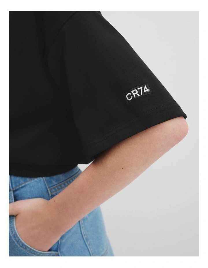 Teen Recycled Cotton Blend Elasticated T-shirt in Black image 3