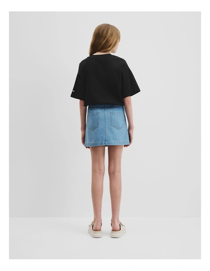 Teen Recycled Cotton Blend Elasticated T-shirt in Black image 4