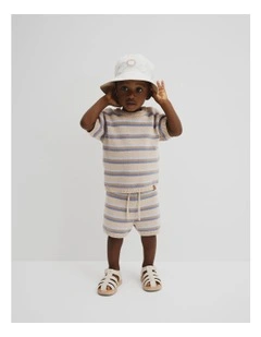 Relaxed Stripe Knit T-shirt in Oat Multi