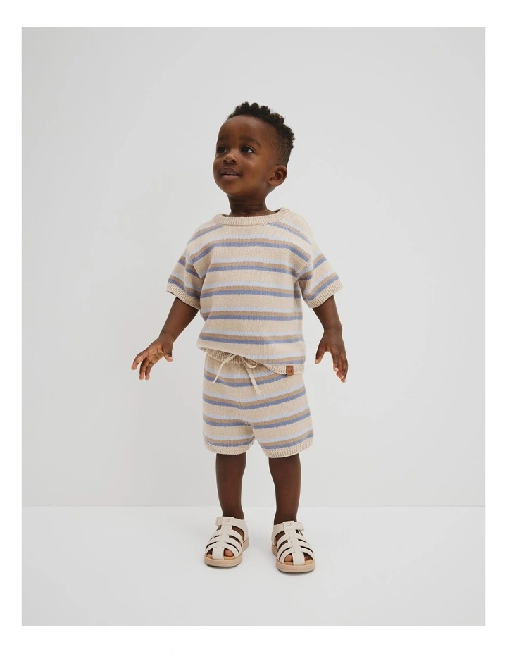 Stripe Knit Short in Oat Multi image 1