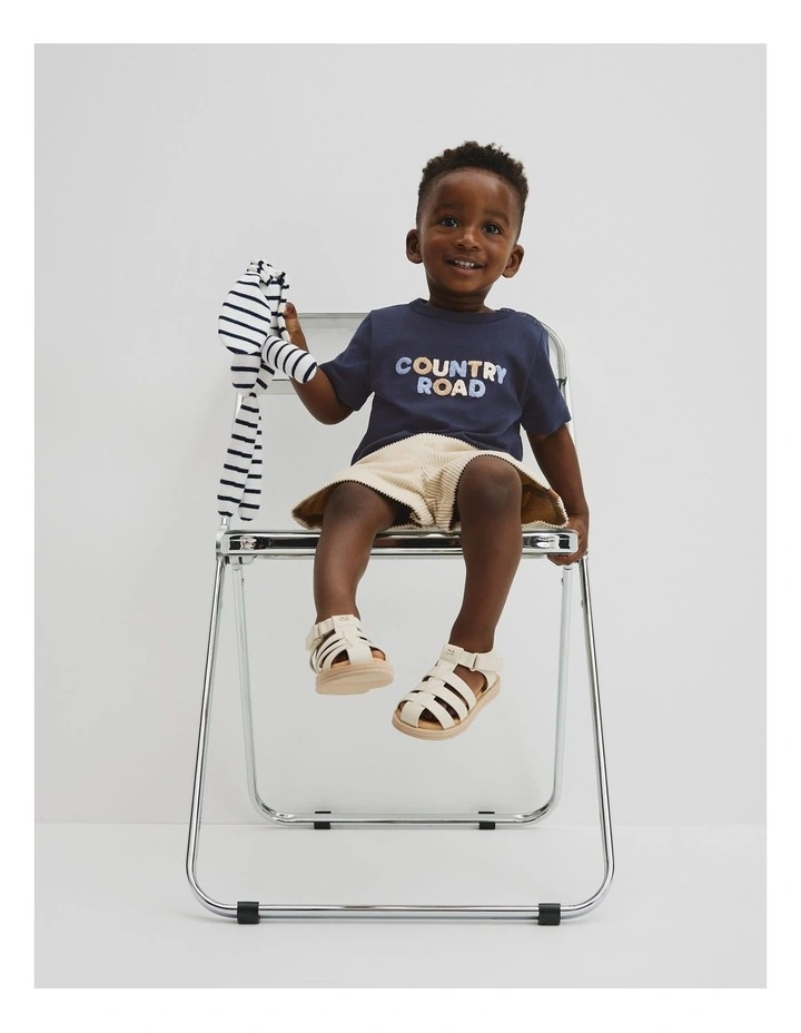 Organically Grown Cotton Boucle Logo T-shirt in Navy image 1