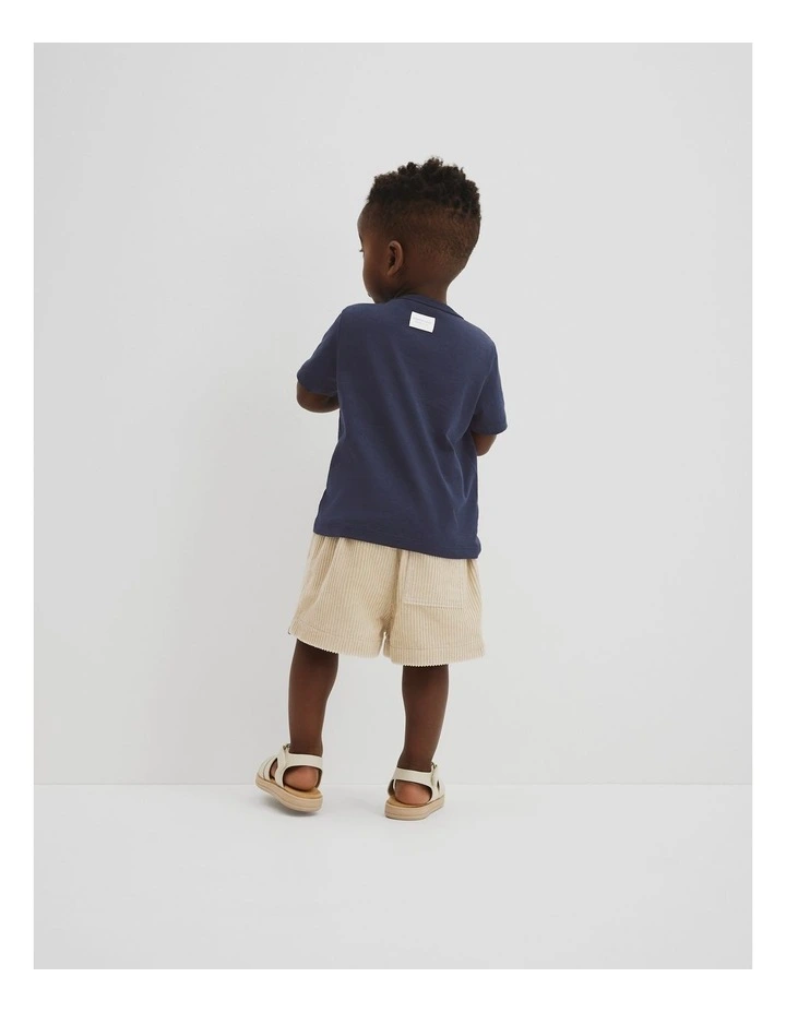 Organically Grown Cotton Boucle Logo T-shirt in Navy image 3