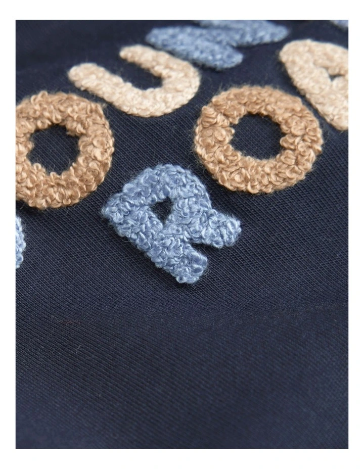 Organically Grown Cotton Boucle Logo T-shirt in Navy image 5