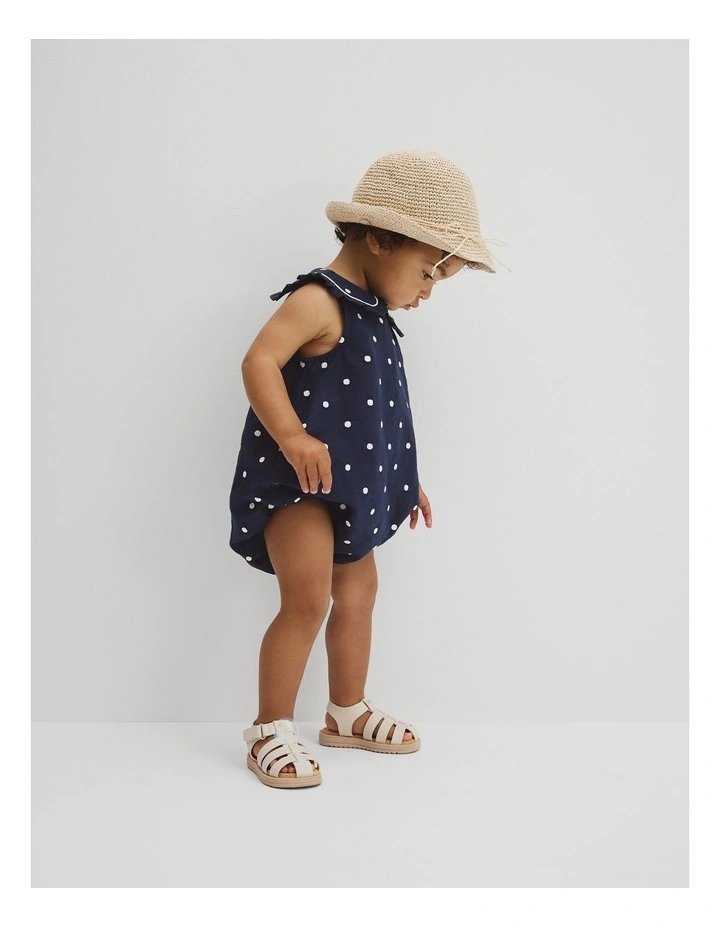 Spot Collared Romper in Navy image 1