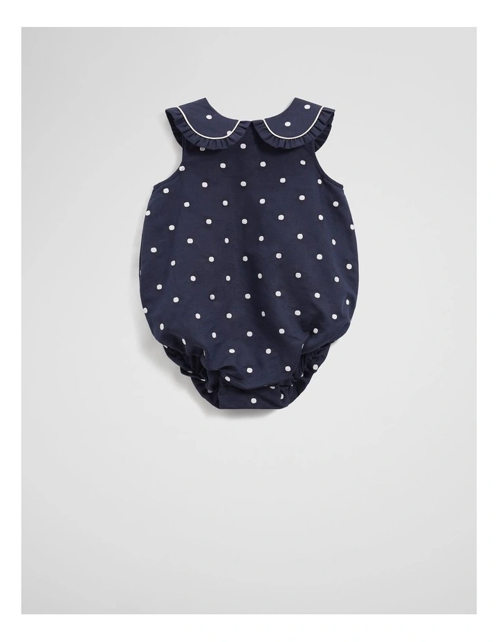 Spot Collared Romper in Navy image 4