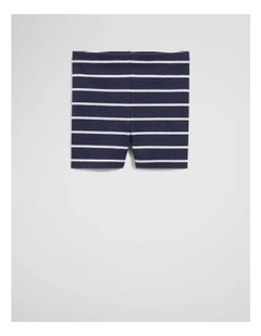 Rib Bike Short in Navy Stripe