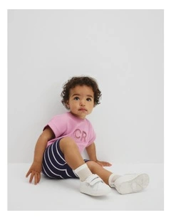 Organically Grown Cotton Cr Sequin Logo T-shirt in Berry