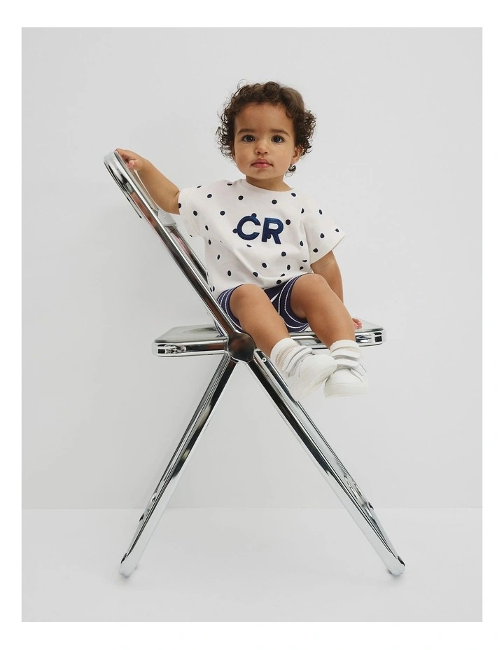Organically Grown Cotton Cr Sequin Logo T-shirt in Marsh Spot image 1