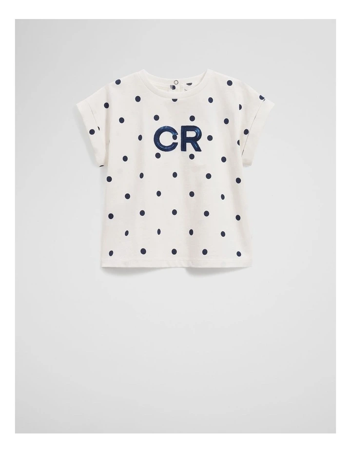 Organically Grown Cotton Cr Sequin Logo T-shirt in Marsh Spot image 3