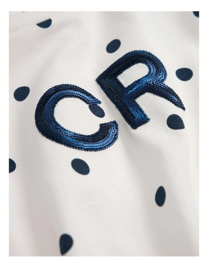 Organically Grown Cotton Cr Sequin Logo T-shirt in Marsh Spot image 4