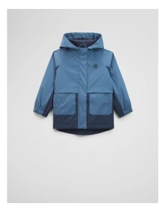 Spliced Rain Jacket in Navy
