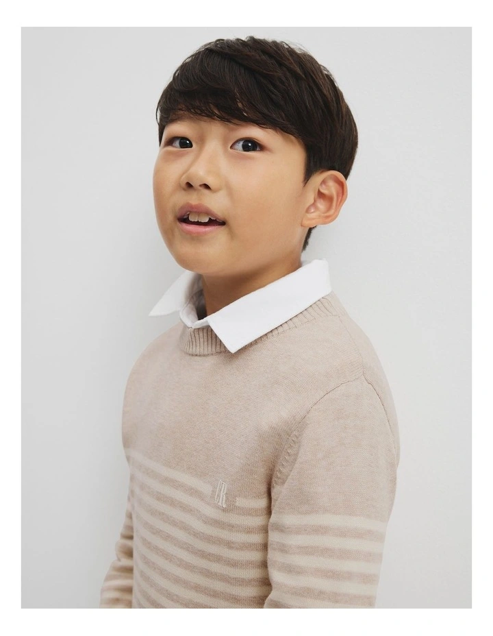 Stripe Country Road Logo Knit in Stone Marle image 2