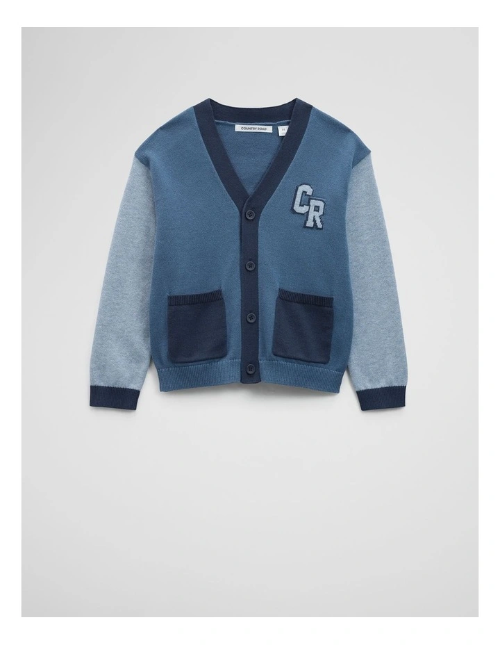 Contrast Knit Cardigan in Deep Blue image 4