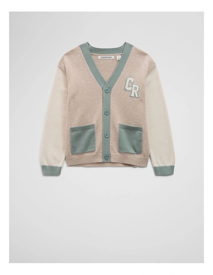 Contrast Knit Cardigan in Stone Marle image 1