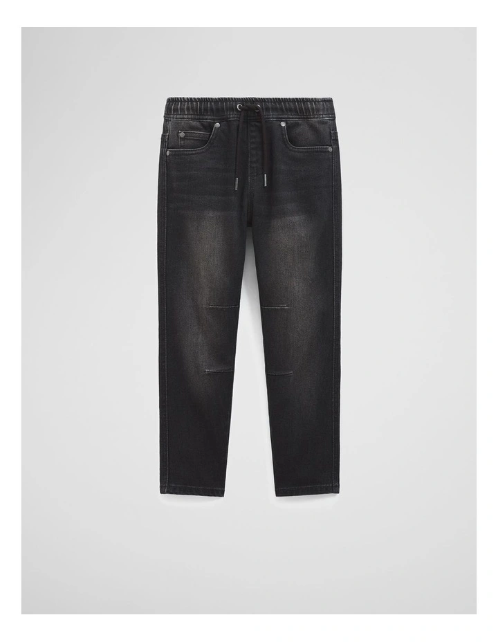 Denim Jogger in Washed Black image 4