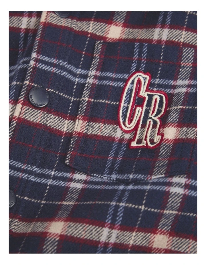 Organically Grown Cotton Hooded Check Shirt in Navy image 6