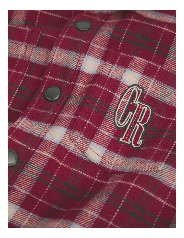 Organically Grown Cotton Hooded Check Shirt in Currant image 2