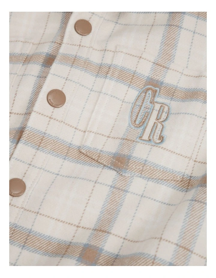 Organically Grown Cotton Hooded Check Shirt in Wafer image 2