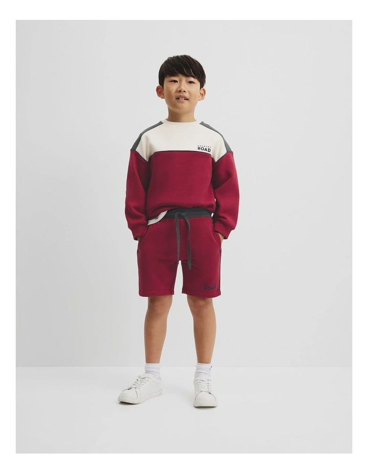 Spliced Sweat Short in Currant image 1