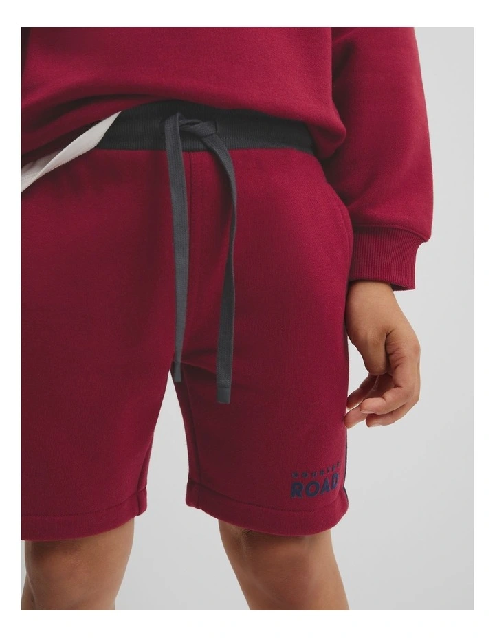 Spliced Sweat Short in Currant image 2
