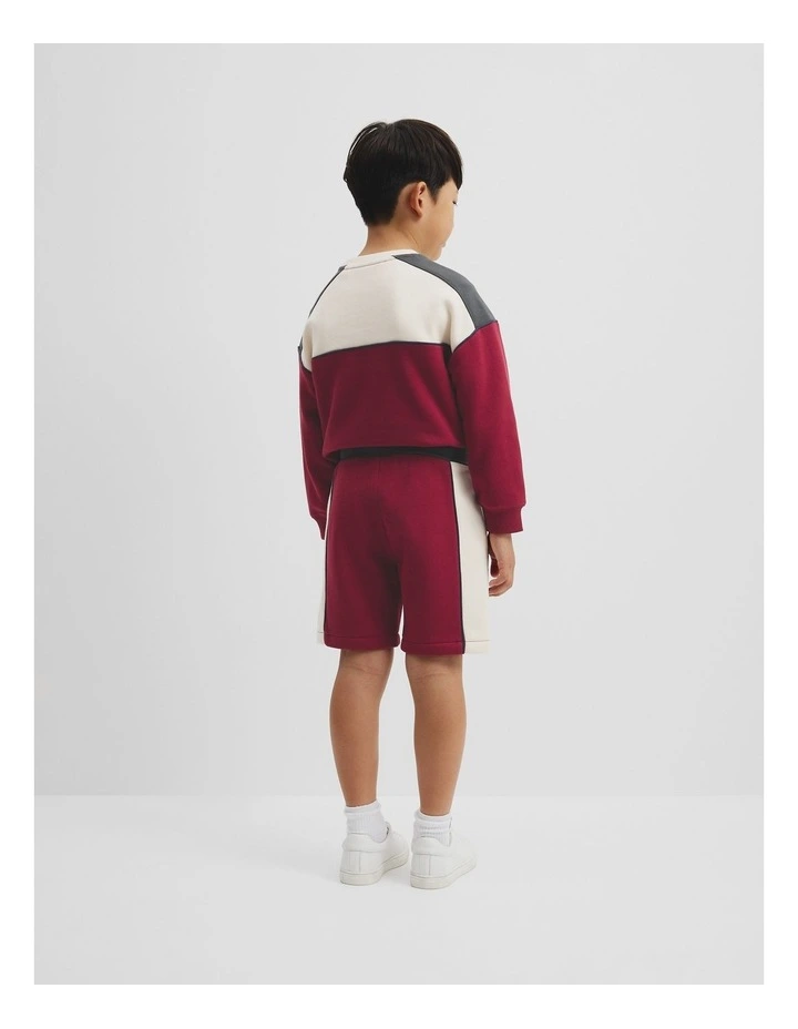 Spliced Sweat Short in Currant image 3