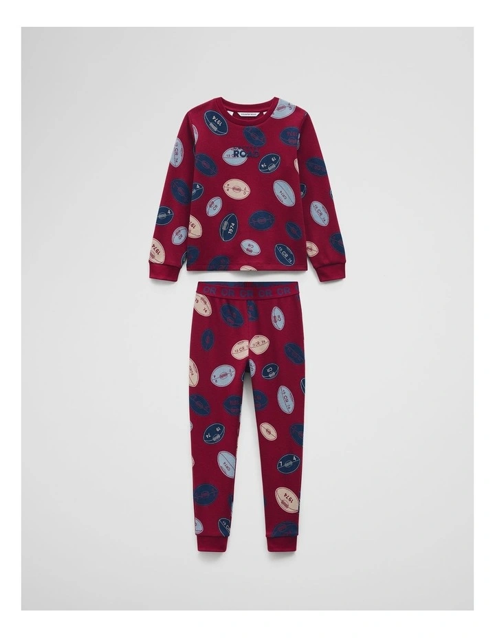 Ball Print Pyjama Set in Currant image 1