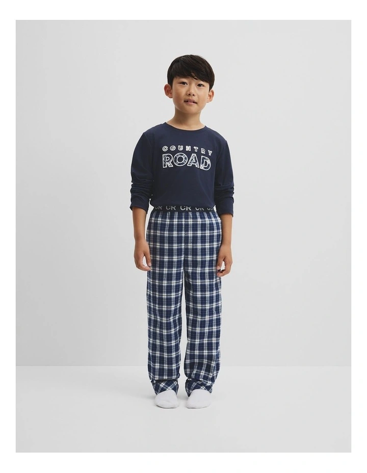 Logo Long Sleeve Pyjama Set in Navy image 1