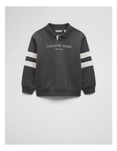 Organically Grown Cotton Collared Sweat in Graphite