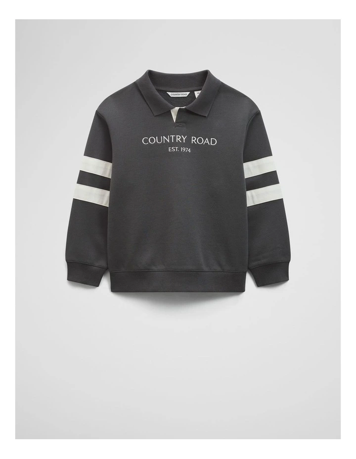 Organically Grown Cotton Collared Sweat in Graphite image 1