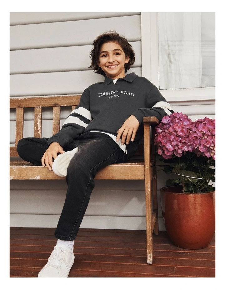 Organically Grown Cotton Collared Sweat in Graphite image 2