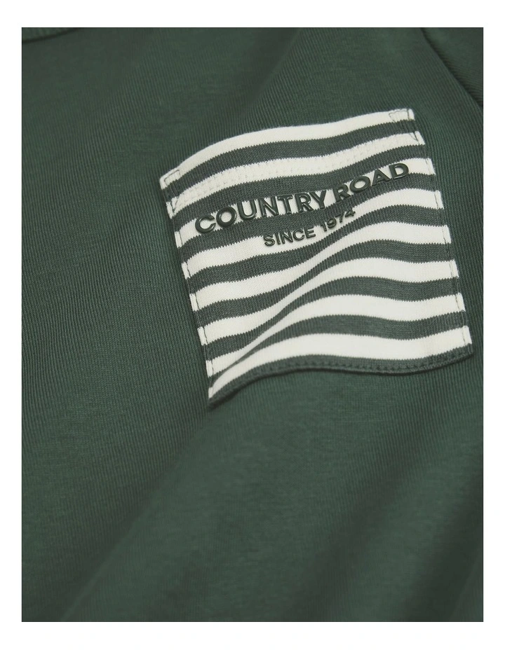 Cotton Long Sleeve Pocket T-shirt in Forest image 2