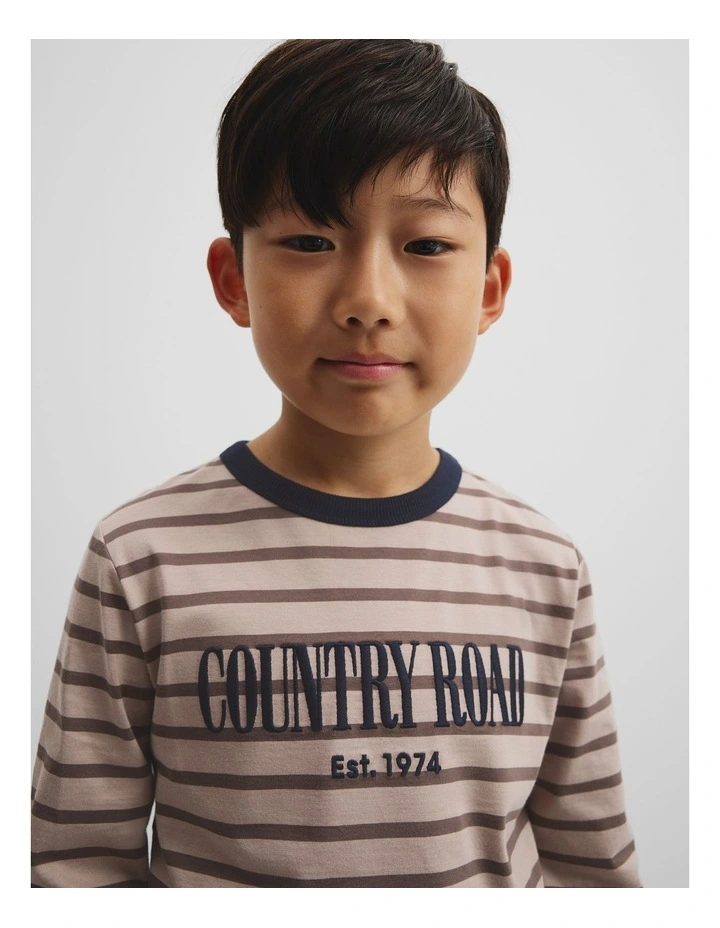 Long Sleeve Heritage T-shirt in Chocolate Stripe image 2