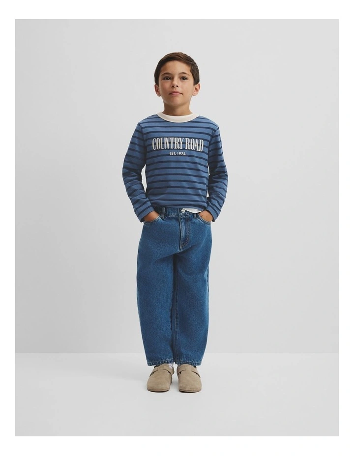 Long Sleeve Heritage T-shirt in Navy Stripe image 1