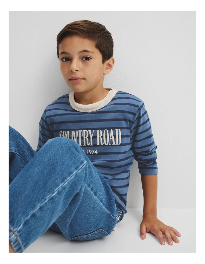 Long Sleeve Heritage T-shirt in Navy Stripe image 2