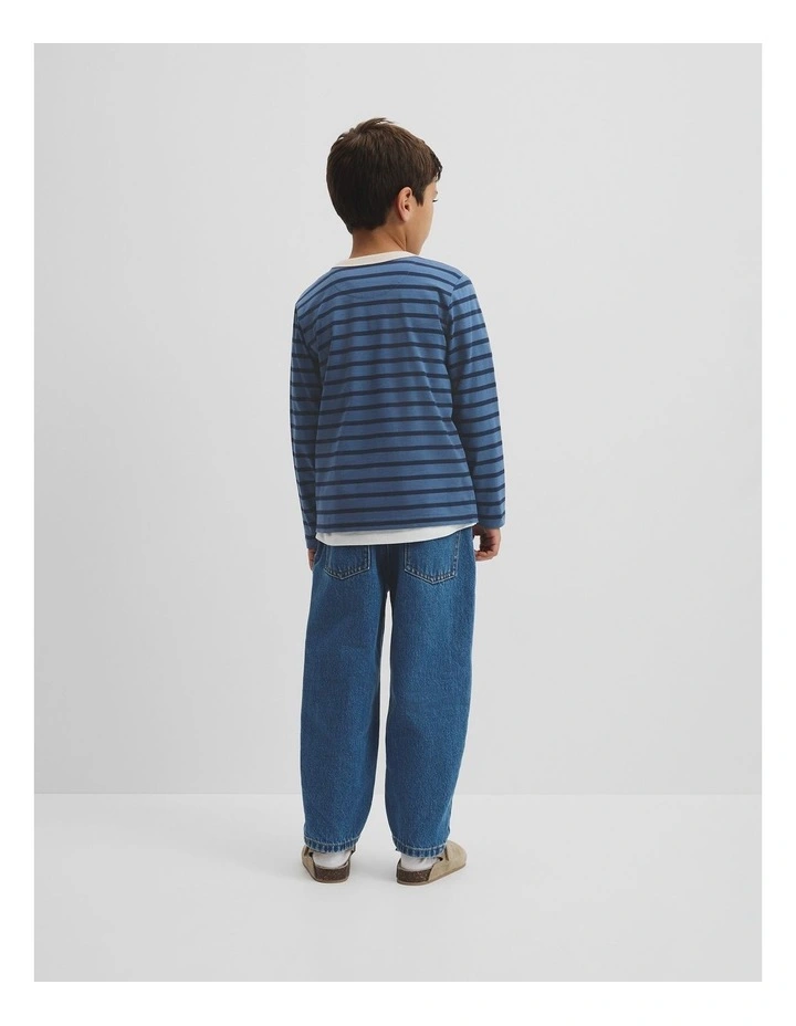 Long Sleeve Heritage T-shirt in Navy Stripe image 3