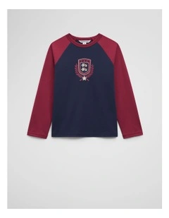 Long Sleeve Contrast Champ T-shirt in Navy