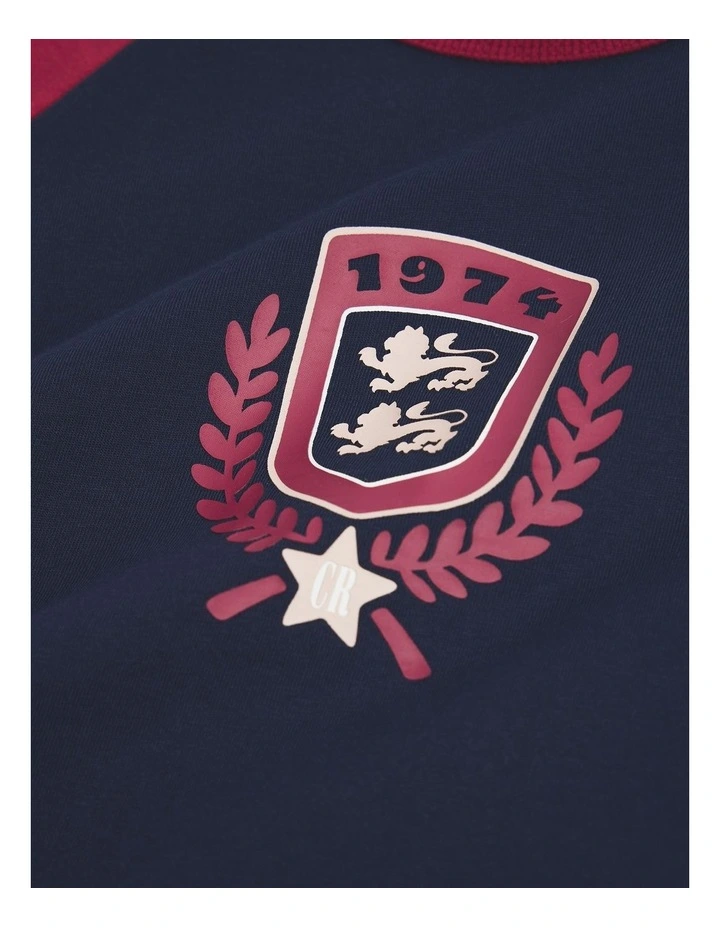 Long Sleeve Contrast Champ T-shirt in Navy image 2